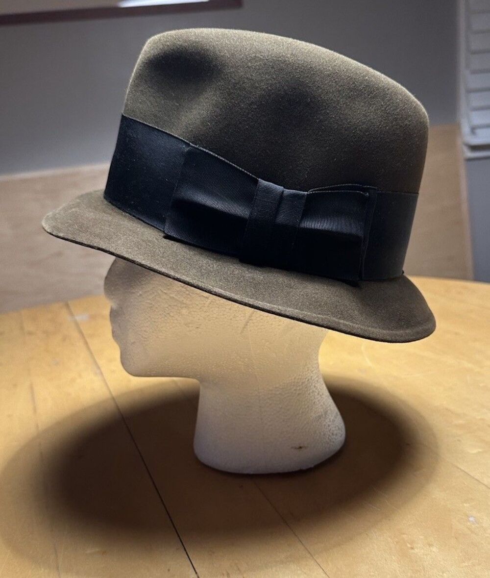 Dobbs 5th Avenue NY Porkpie Hat Vintage Brown Felt  Size 6 7/8 Roos Atkins Cali